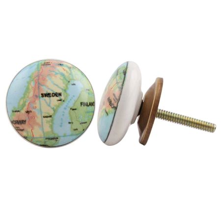 Sweden Map Flat Ceramic Dresser Knob